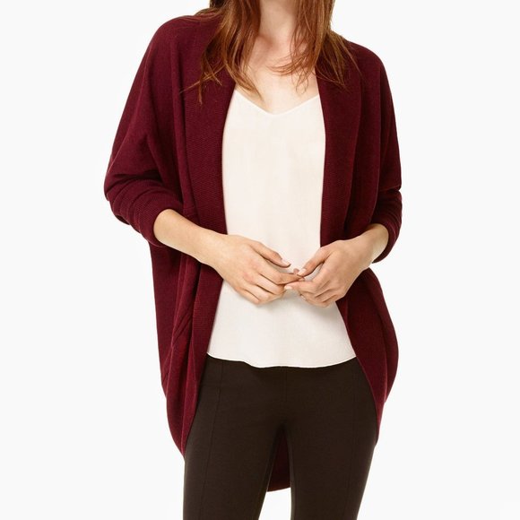 WILFRED Aritzia Red Diderot Cocoon Cardigan Sweater - Picture 3 of 12